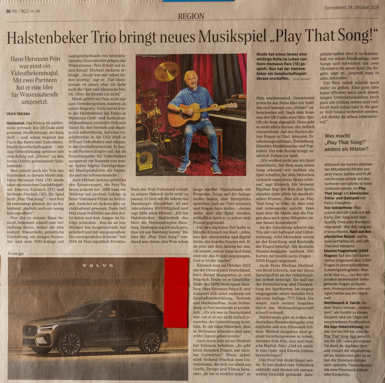 Zeitungsausschnitt über Hans-Hermann Pein